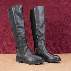Cole Haan Women Greenwich Grand OS Black Leather Elastic Zip Knee Boots sz 7